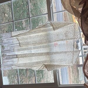 Elegant Cream Fringe Shawl